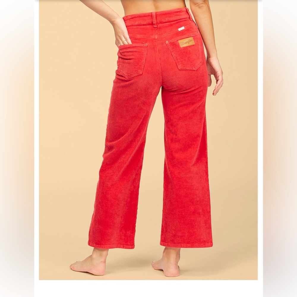 New Red Wrangler Billabong cropped wide wale corduroy pants size 26